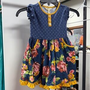 Matilda Jane Navy Floral Dress with Yellow Trim